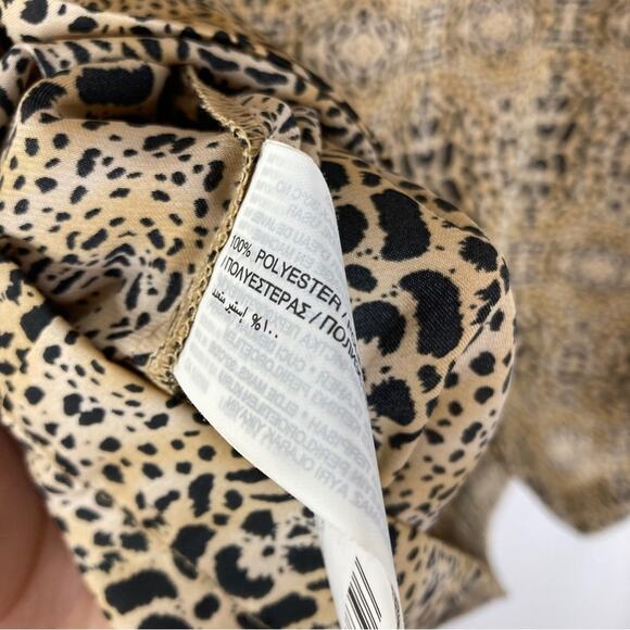 MANGO | Cheetah Print Kibuka Dress V-Neck Tan Black Polyester NWT Womens 10 - Picture 4 of 6